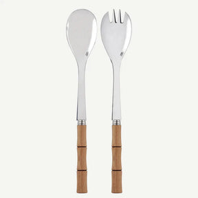 Bamboo / Salad Cutlery Set / Light press wood