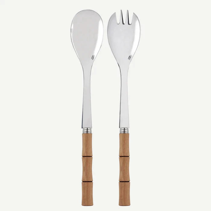 Bamboo / Salad Cutlery Set / Light press wood