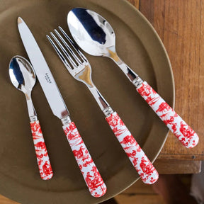 Toile de jouy / Dinner Fork/ Red