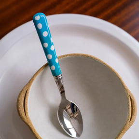 White Dots/ Dinner Spoon / Light Blue